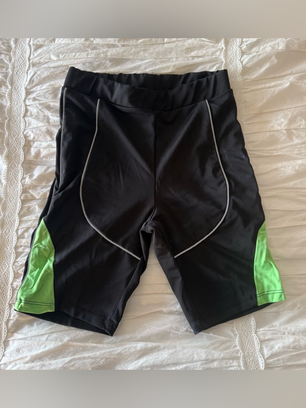 Fashion Nova black and green biker shorts